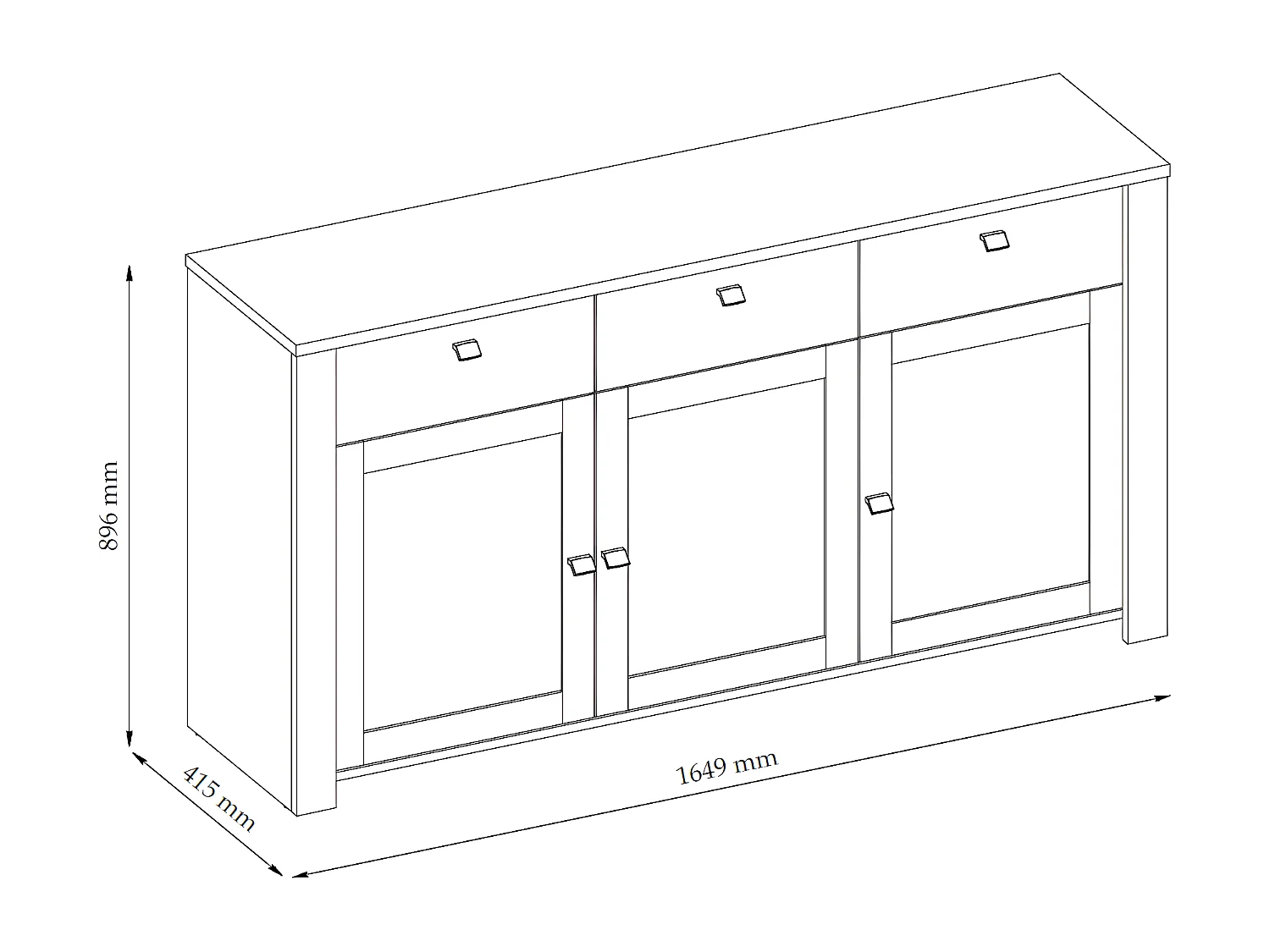 SIDEBOARD Latour grau / Eiche Delano 165 / 42 / 88cm
