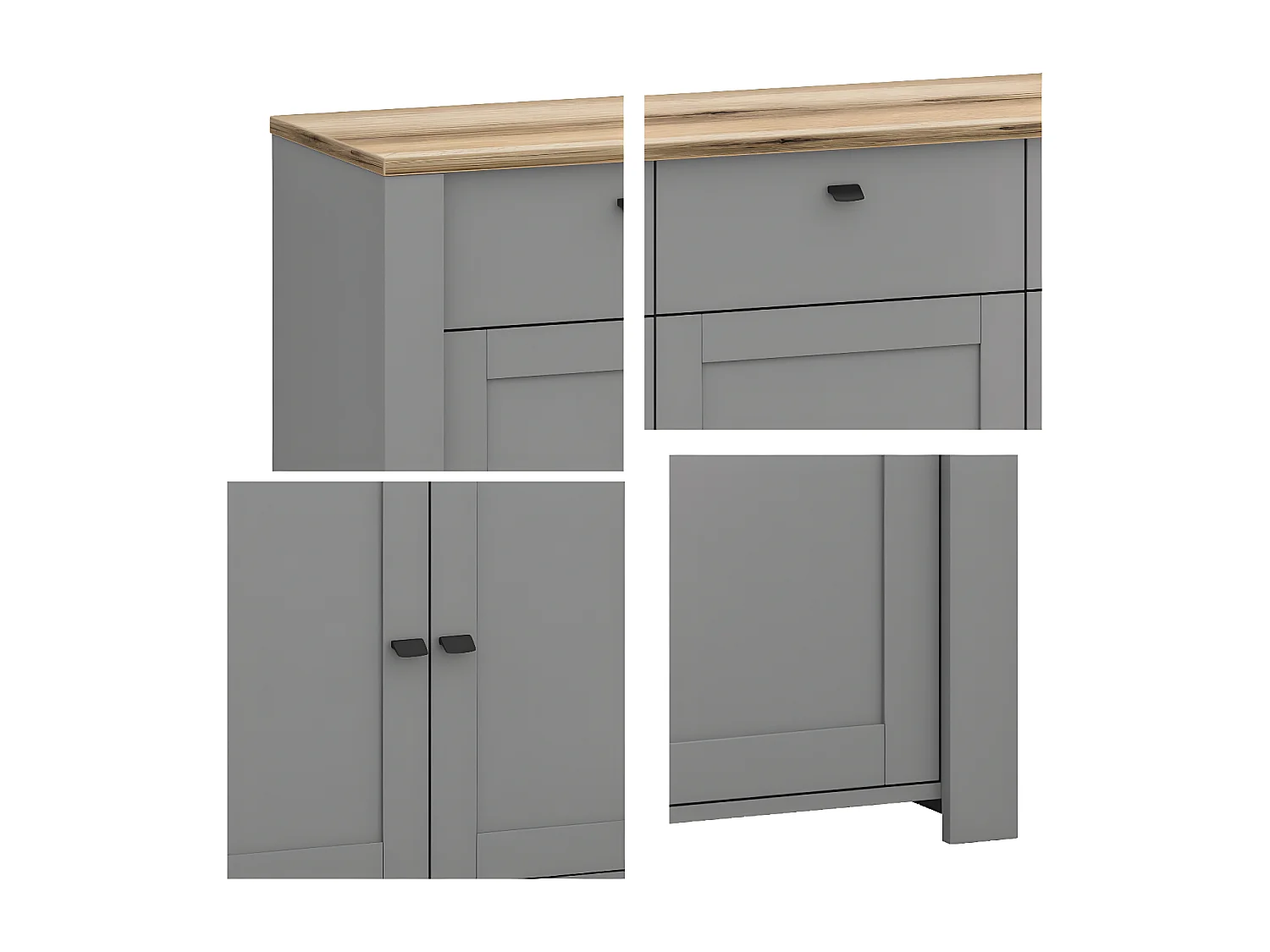 SIDEBOARD Latour grau / Eiche Delano 165 / 42 / 88cm