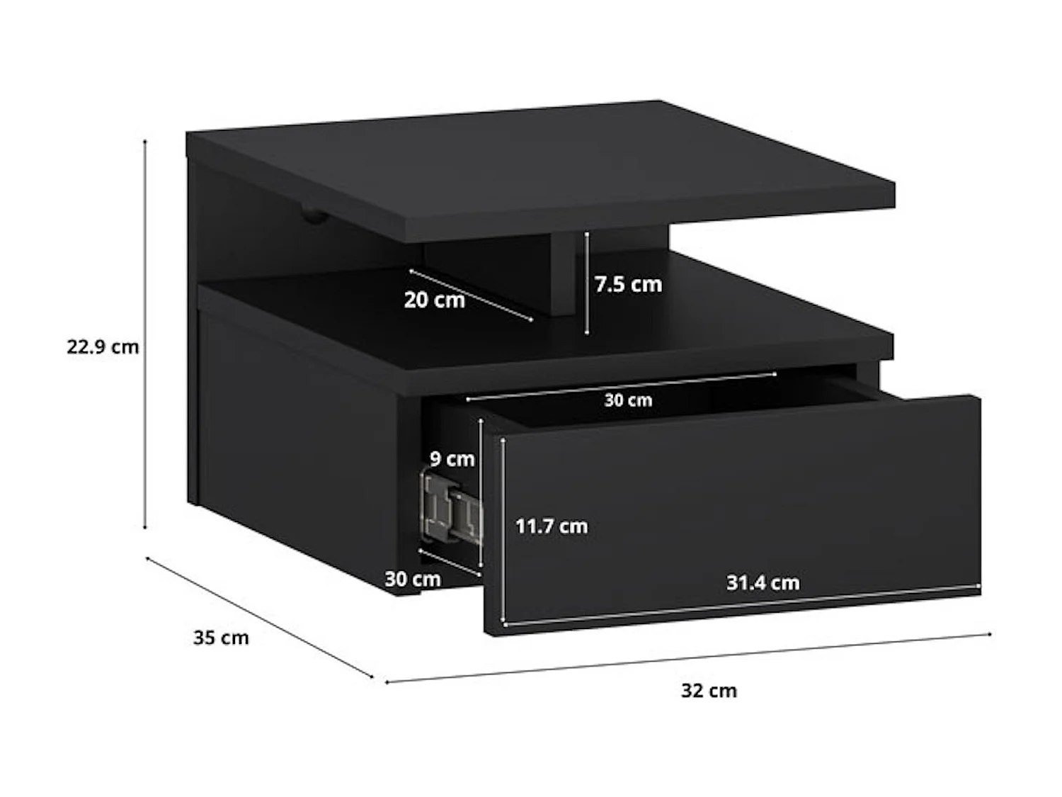 Nachttisch T01 schwarz 32 / 35 / 23 cm