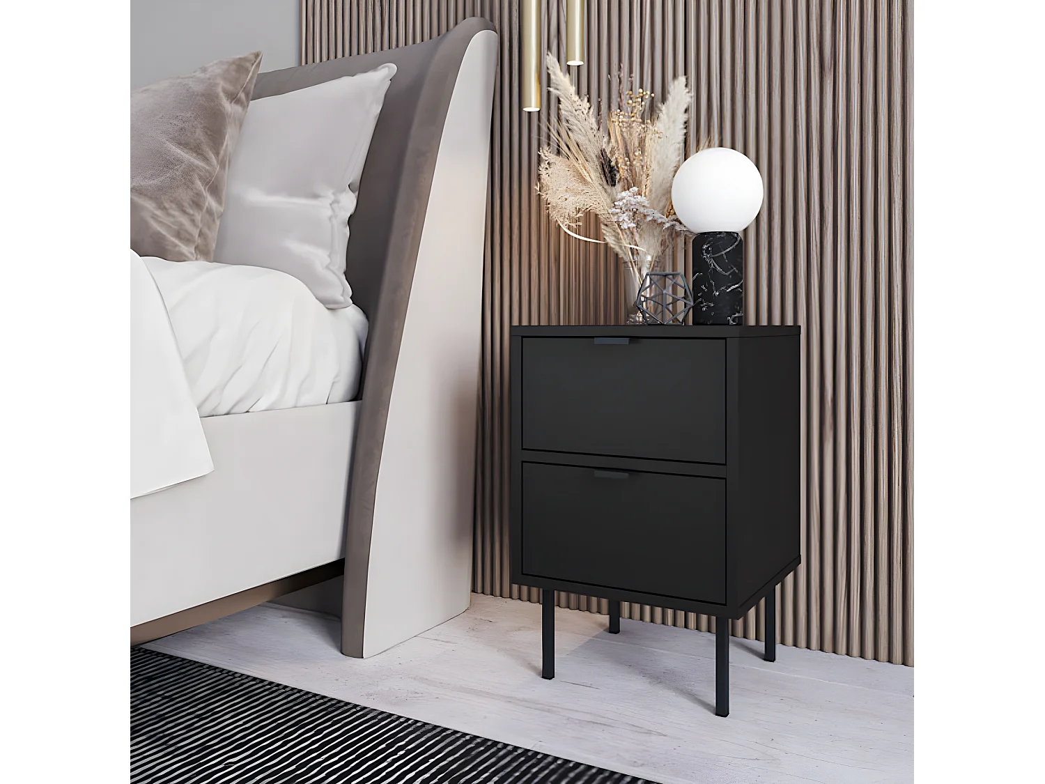 Nachttisch IDO schwarz 35 / 34 / 54 cm