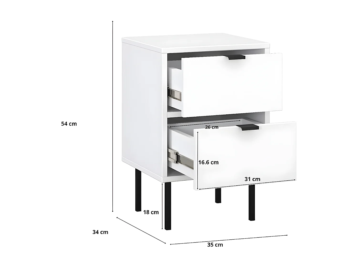 Nachttisch IDO weiß 35 / 34 / 54 cm