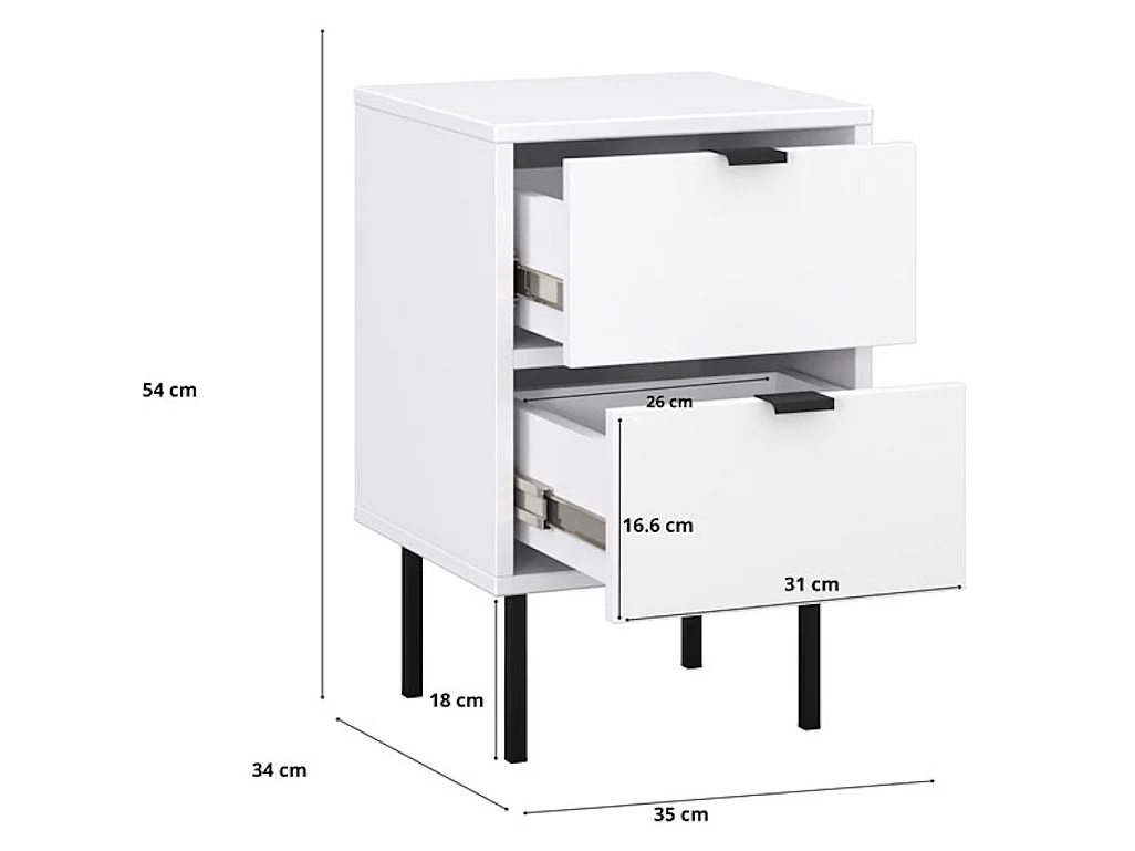 NACHTKONSOLE Ido weiß 35 / 34 / 54cm