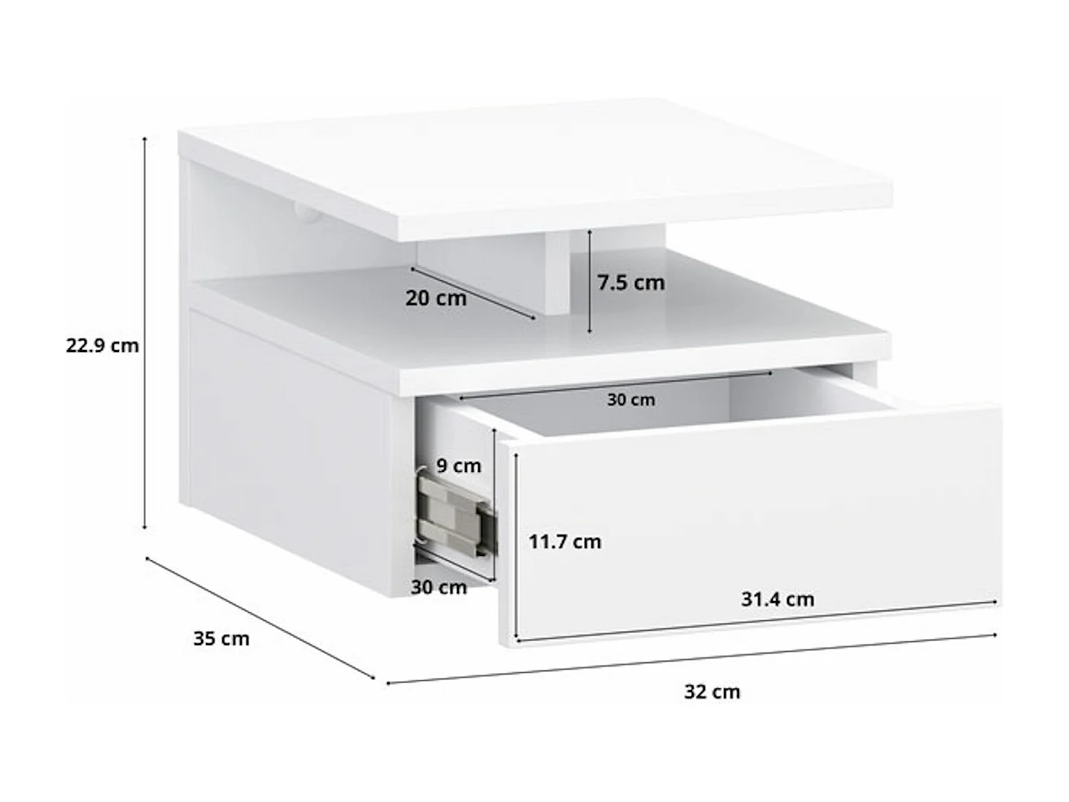 Nachttisch T01 weiß 32 / 35 / 23cm