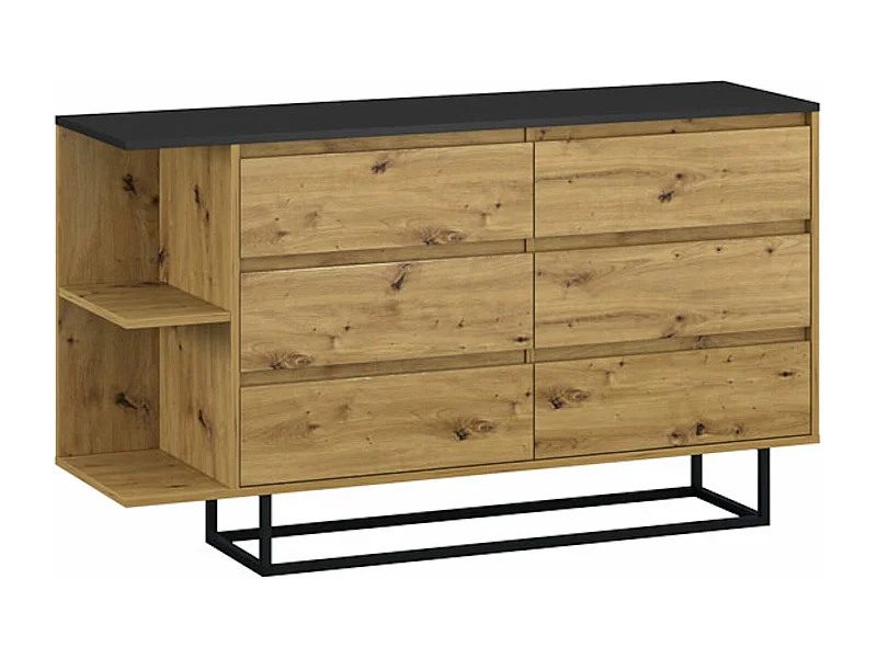 Kommode COCO schwarz / Artisan Eiche 140 / 40 / 81 cm