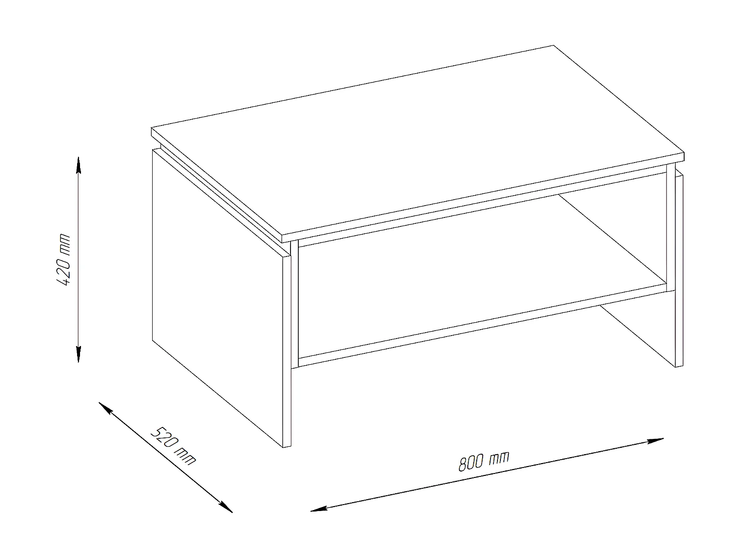 COUCHTISCH Tirion kaschmir / Eiche Delano 52 / 80 / 42cm