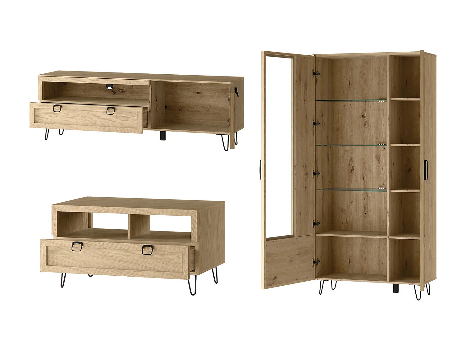 WOHNZIMMER-SET Limbo Eiche Artisan 4-teilig