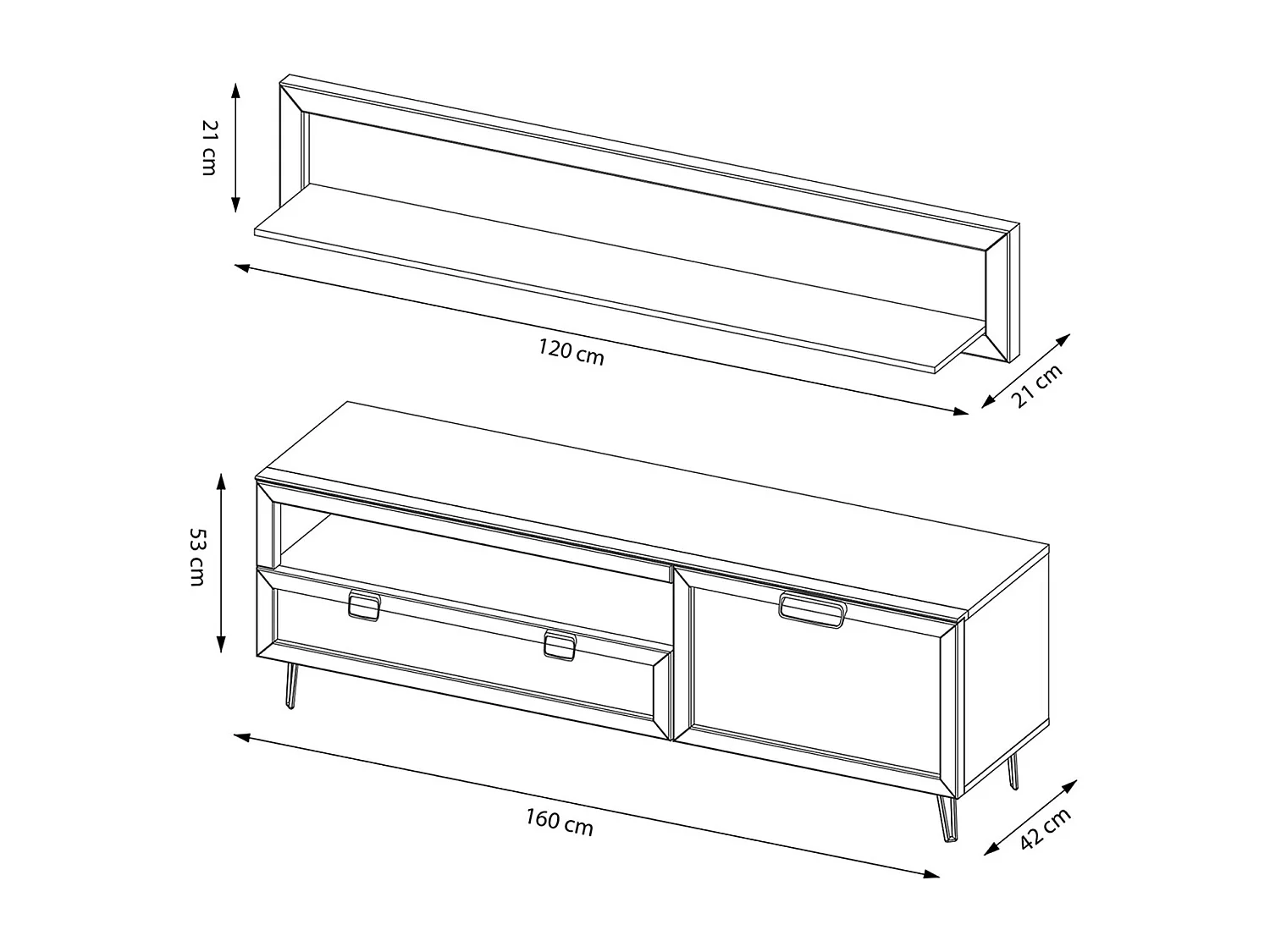 WOHNZIMMER-SET Limbo Eiche Artisan 4-teilig