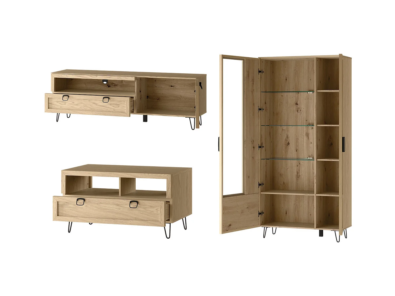 WOHNZIMMER-SET Limbo Eiche Artisan 4-teilig