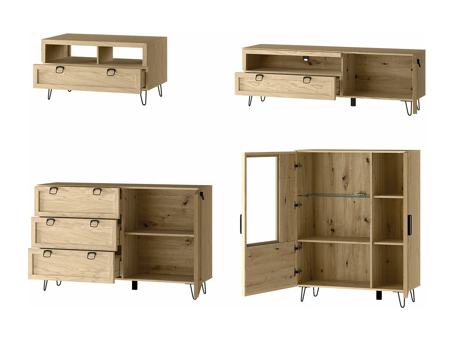 WOHNZIMMER-SET Limbo Eiche Artisan 5-teilig