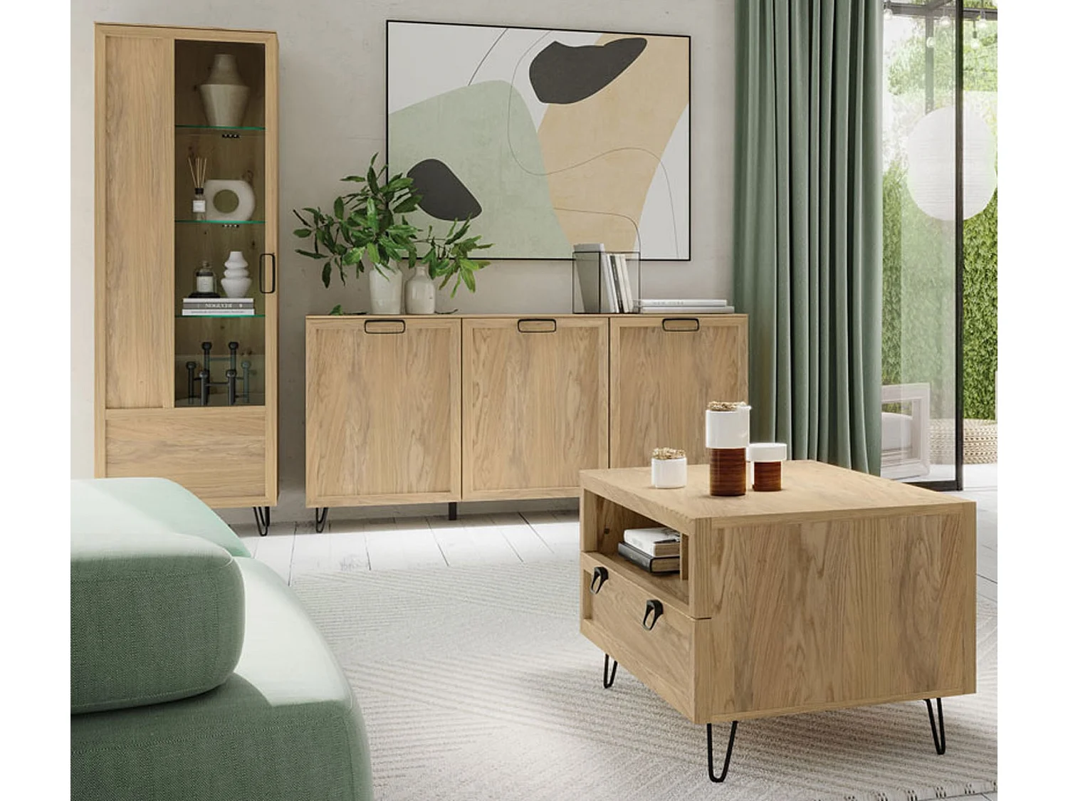 WOHNZIMMER-SET Limbo Eiche Artisan 3-teilig