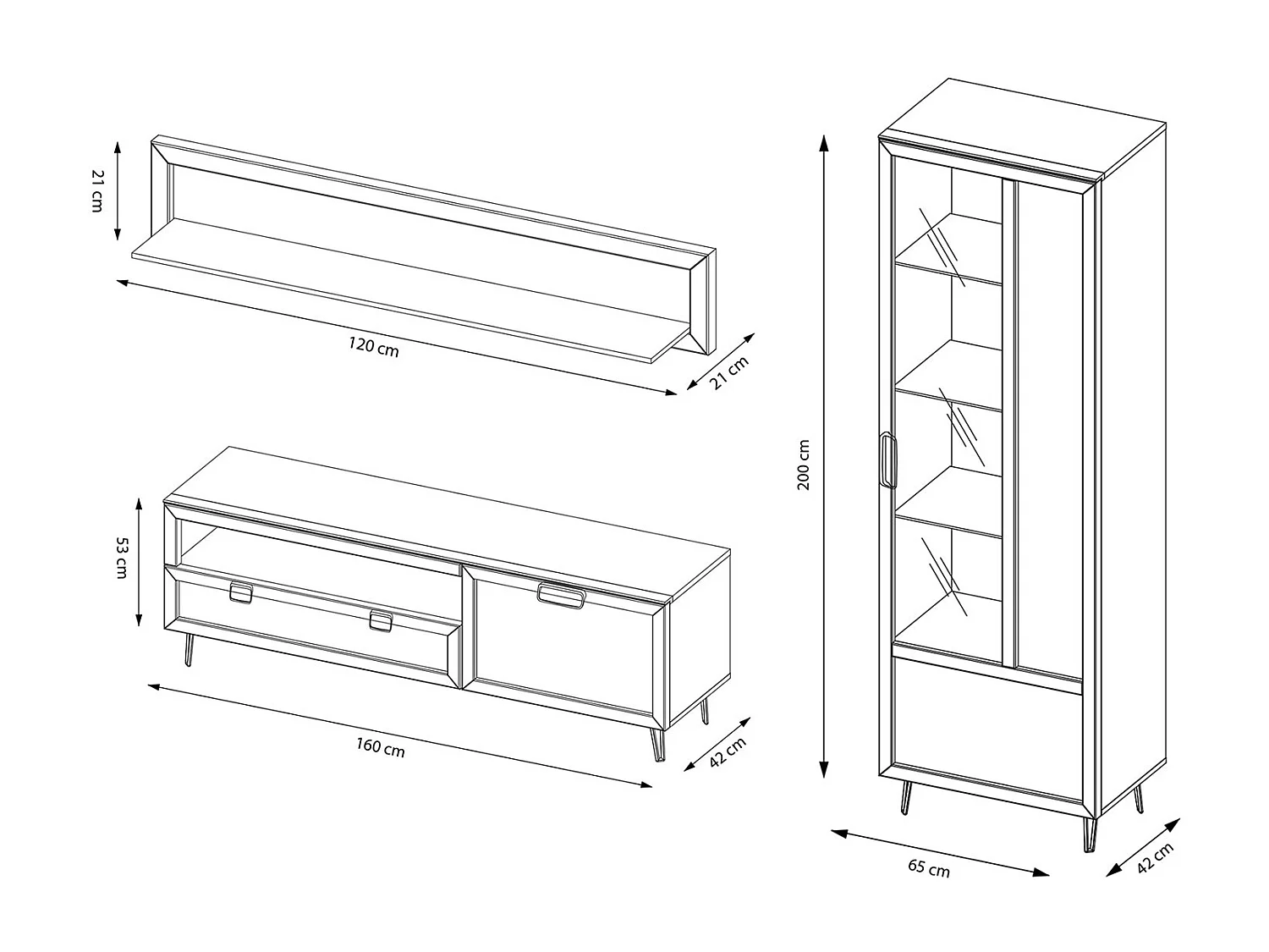 WOHNZIMMER-SET Limbo Eiche Artisan 6-teilig