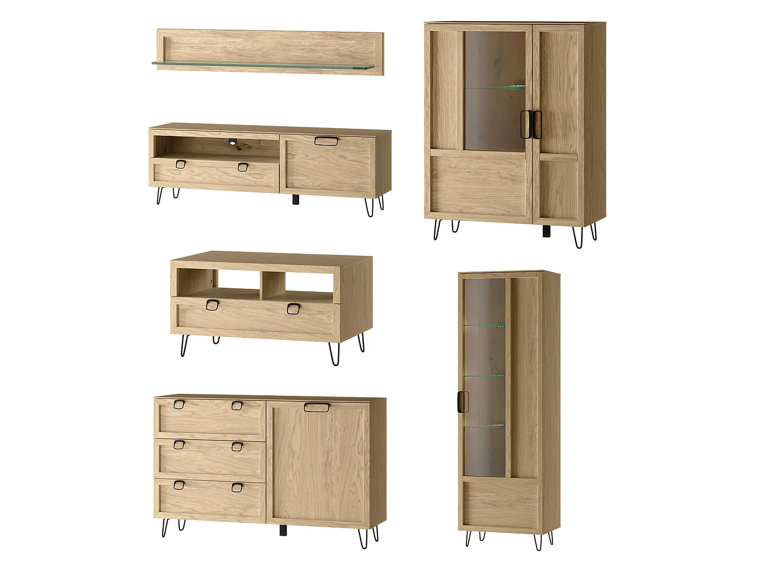 WOHNZIMMER-SET Limbo Eiche Artisan 6-teilig
