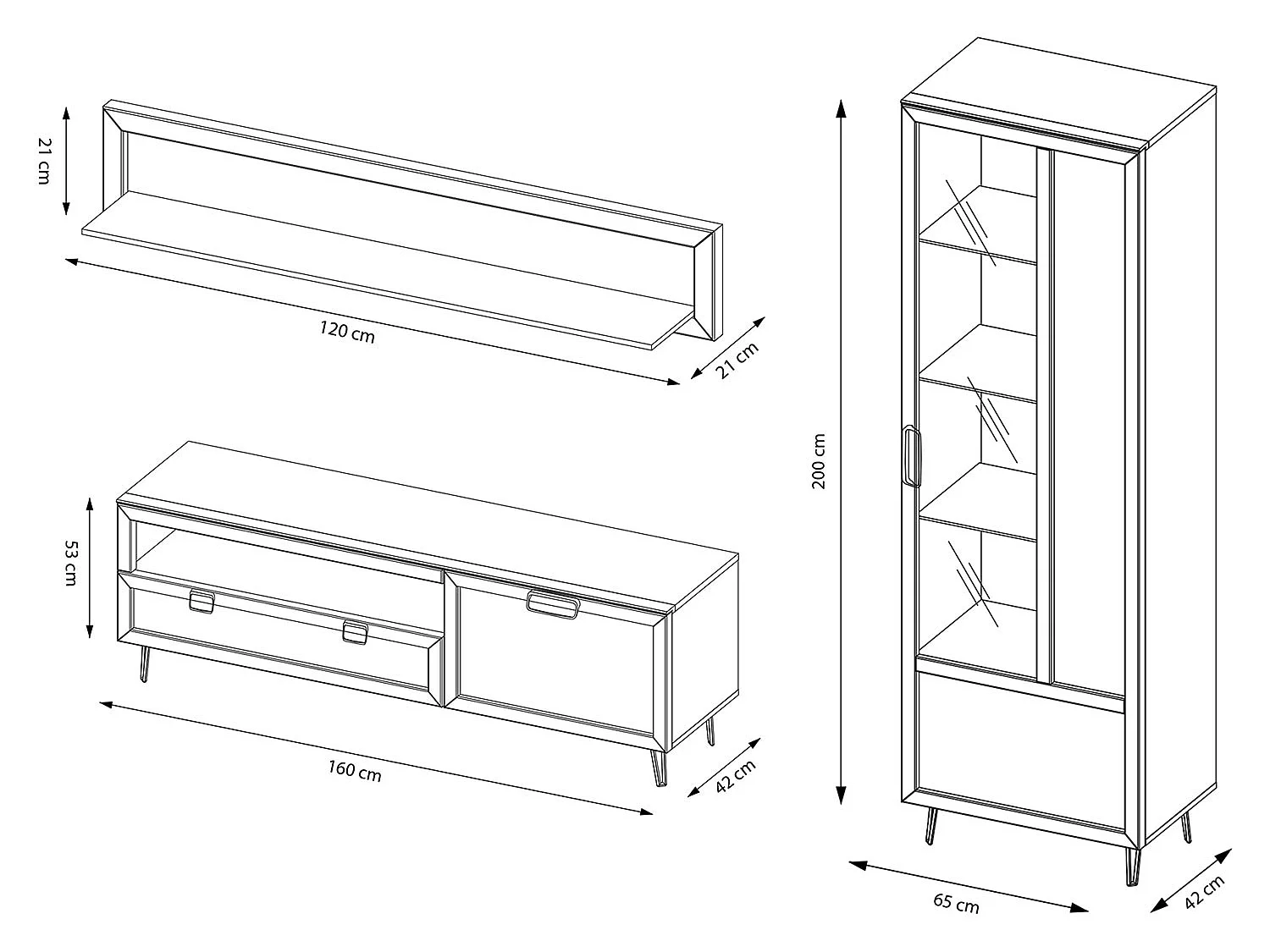 WOHNZIMMER-SET Limbo Eiche Artisan 6-teilig