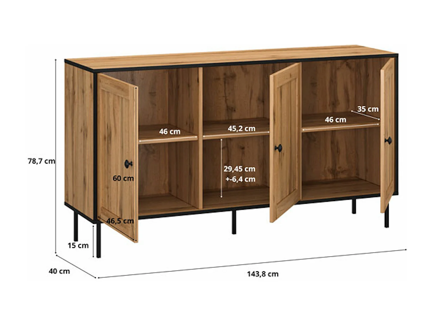 Kommode KENDO Wotan Eiche 144 / 40 / 79 cm