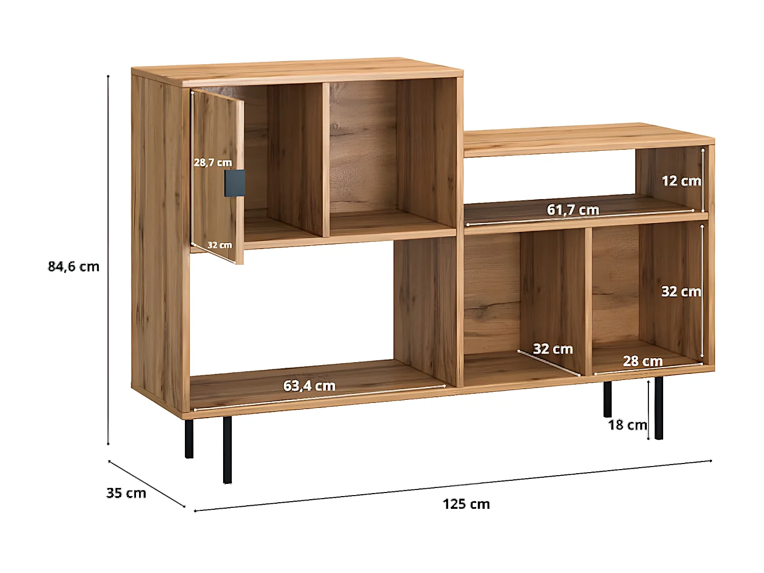 KOMMODE Kendo Wotan Eiche 125 / 35 / 84cm