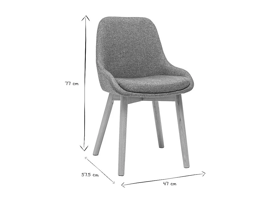 Skandinavische Stühle aus graugrünem Stoff und hellem Massivholz (2er-Set) HOLO