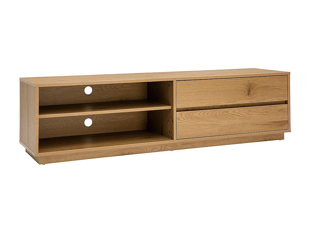 Meuble TV finition bois clair chêne 2 tiroirs L160 cm MADERO