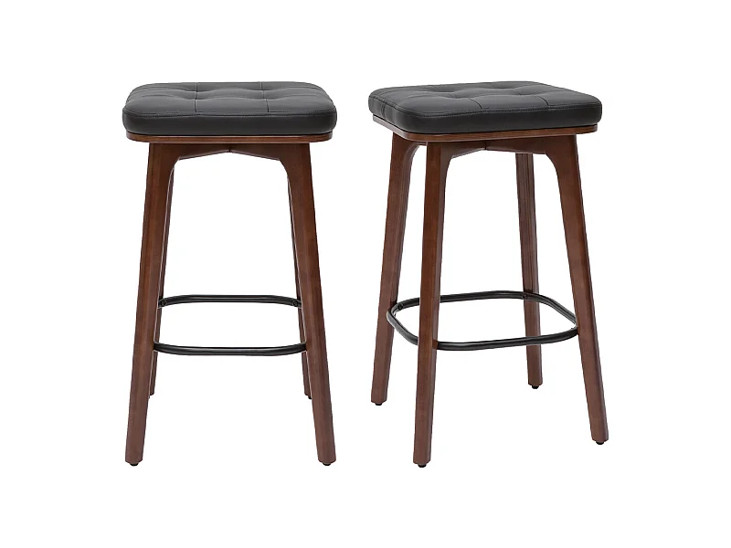 Tabourets de bar vintage noirs et bois foncé 65 cm (lot de 2) GRAMMA