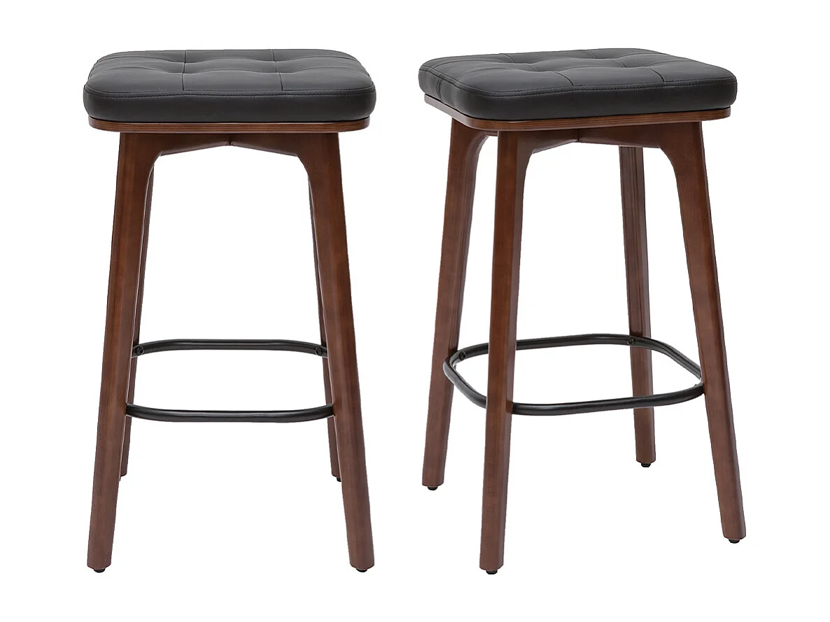 Tabourets de bar vintage noirs et bois foncé 65 cm (lot de 2) GRAMMA