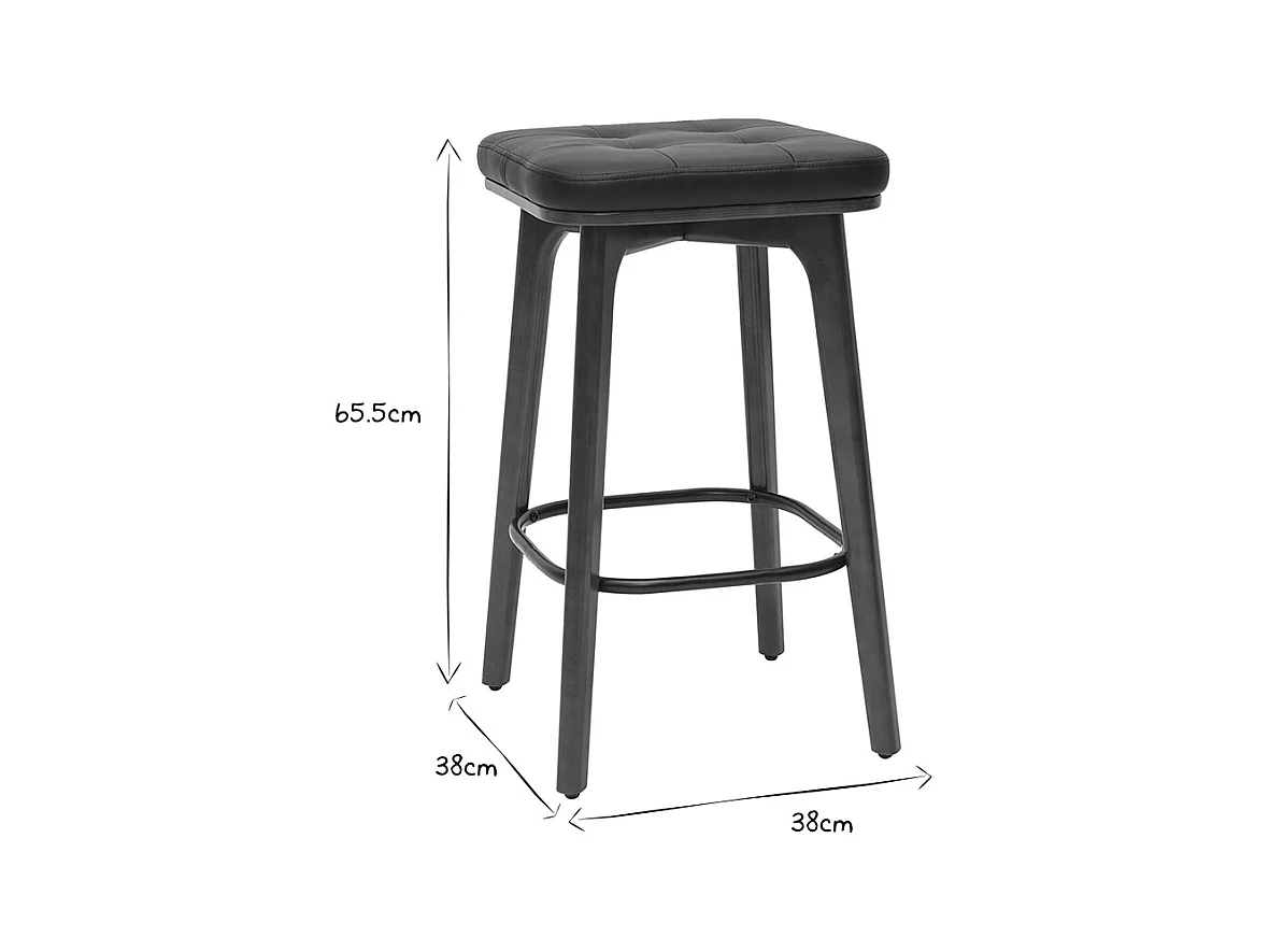 Tabourets de bar vintage noirs et bois foncé 65 cm (lot de 2) GRAMMA