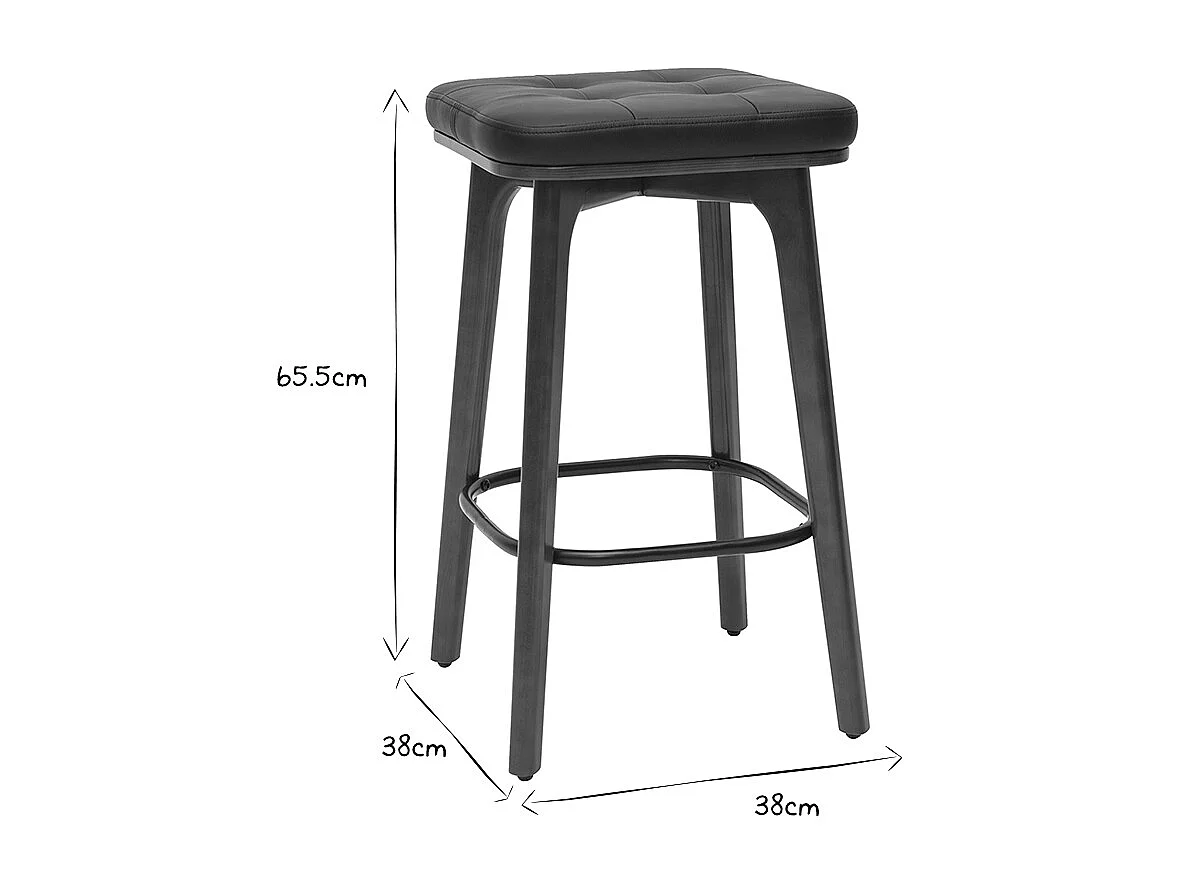 Vintage-Barhocker in Schwarz und dunkles Holz 65 cm (2er-Set) GRAMMA