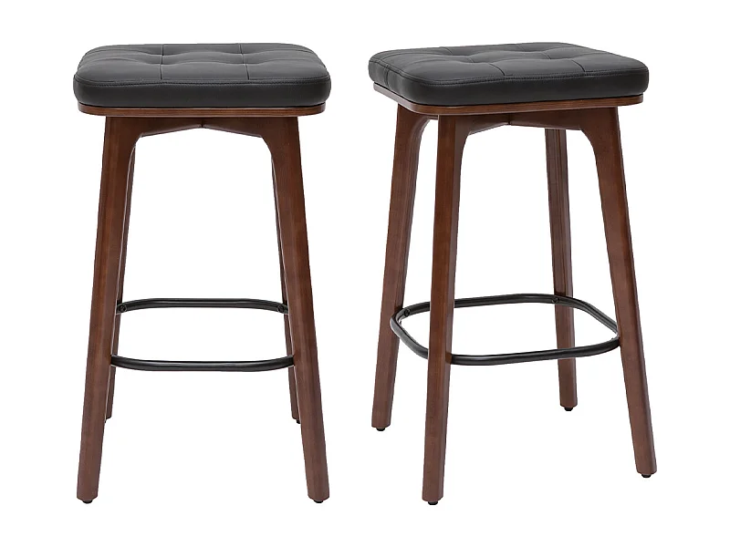 Tabourets de bar vintage noirs et bois foncé 65 cm (lot de 2) GRAMMA