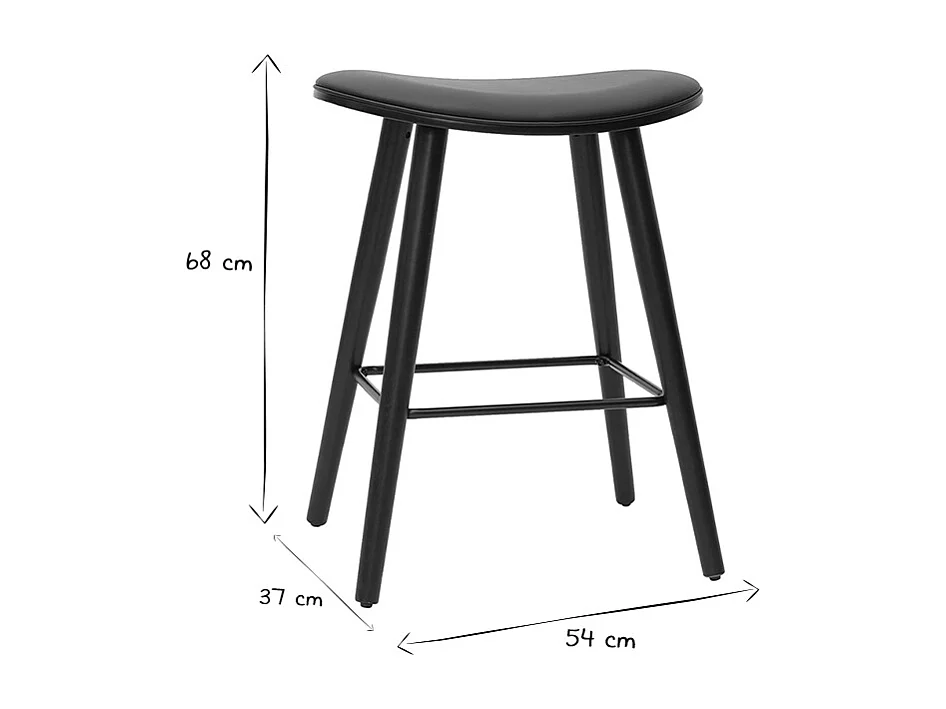 Set de 2 taburetes de cocina de diseño negro 65 cm MEADOW