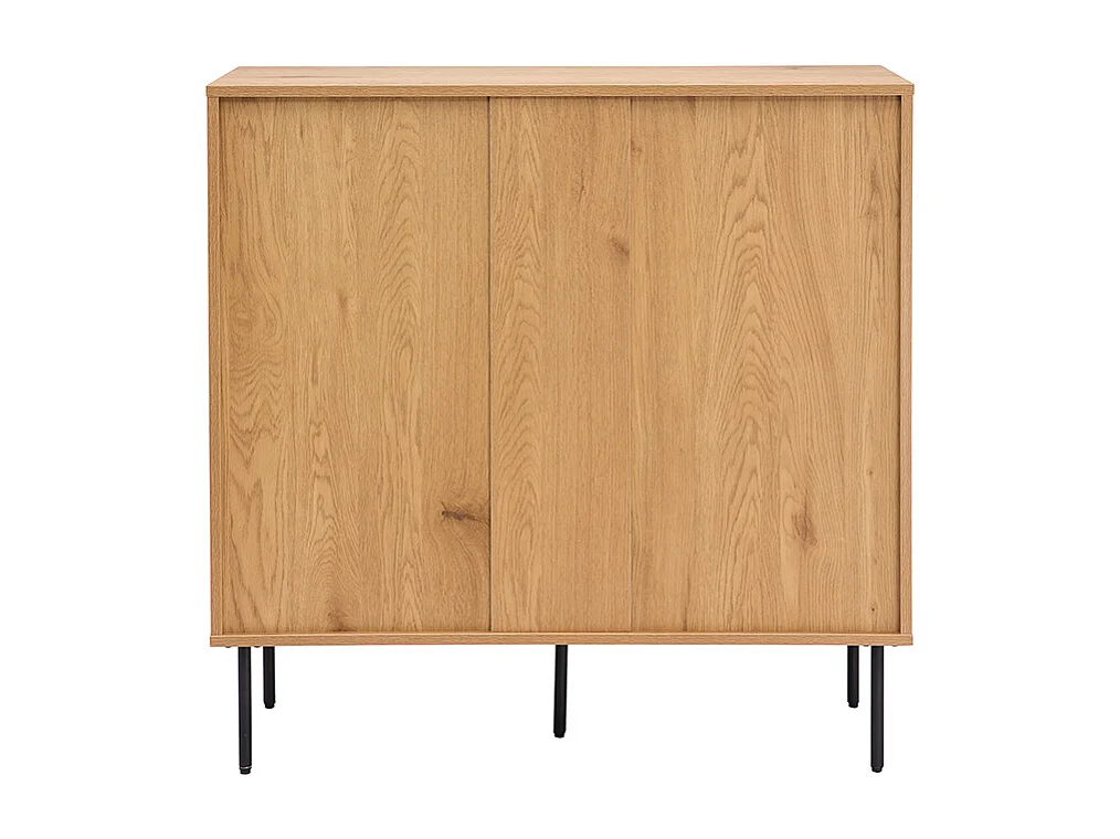 Comò finitura legno chiaro rovere e base metallo nero 3 cassetti L100 cm PERNELLE