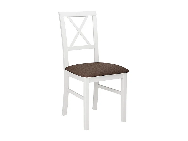 Chaise Victorville 156, Marron|Blanc, 93x43x52cm, Tapisserie, En bois, Bois