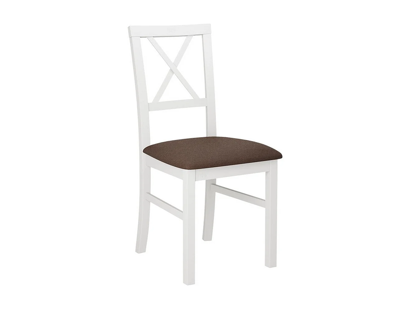 Chaise Victorville 156, Blanc|Marron, 93x43x52cm, Tissu, En bois, Bois