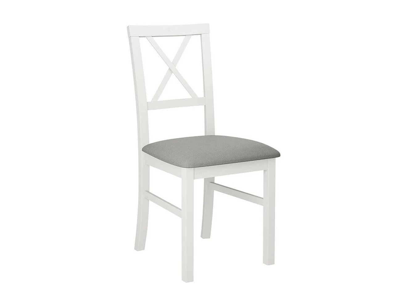 Chaise Victorville 156, Blanc|Gris, 93x43x52cm, Tissu, En bois, Bois