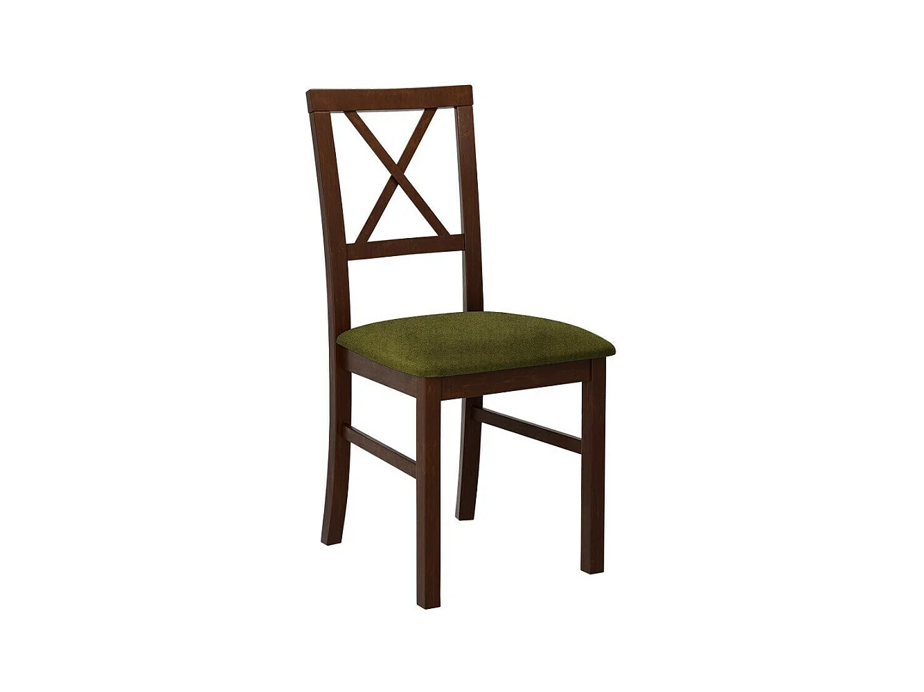 Chaise Victorville 156, Noyer|Vert, 93x43x52cm, Tapisserie, En bois, Bois