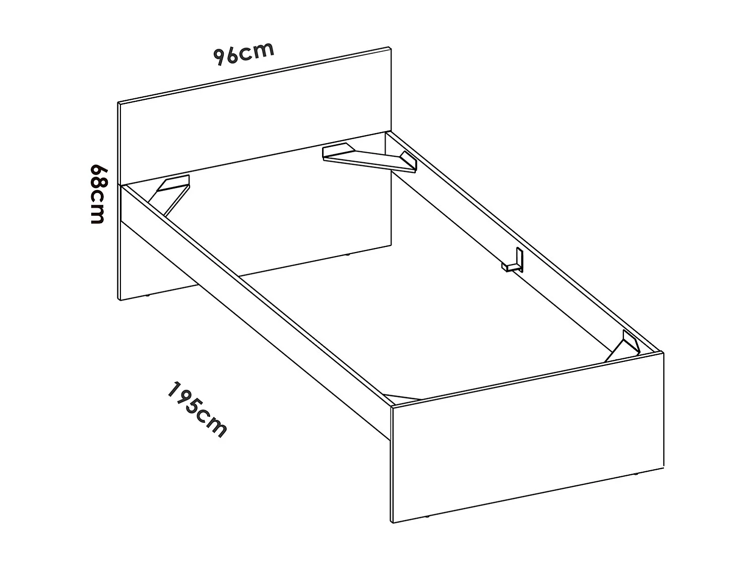 Lit pour enfant couchage 90X190 coloris blanc - Longueur 194 x Profondeur 95 x Hauteur 67 cm