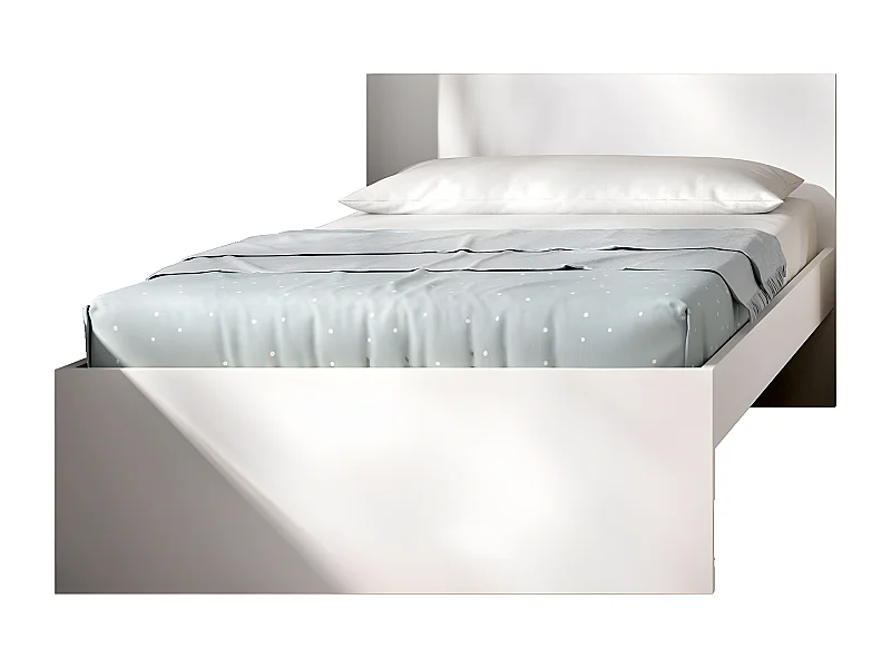 Lit pour enfant couchage 90X190 coloris blanc - Longueur 194 x Profondeur 95 x Hauteur 67 cm