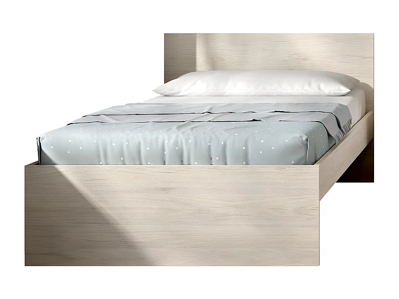 Lit pour enfant couchage 90X190 coloris naturel - Longueur 194 x Profondeur 95 x Hauteur 67 cm