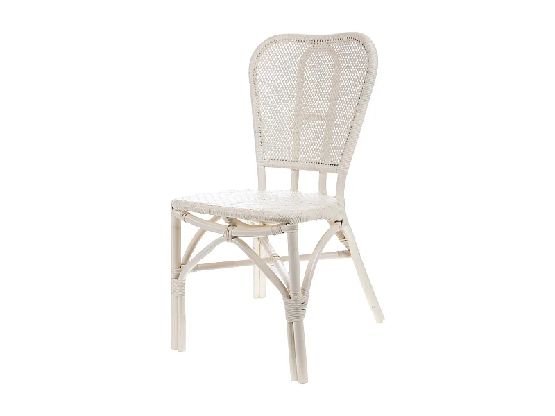 Chaise de bistrot blanche en rotin