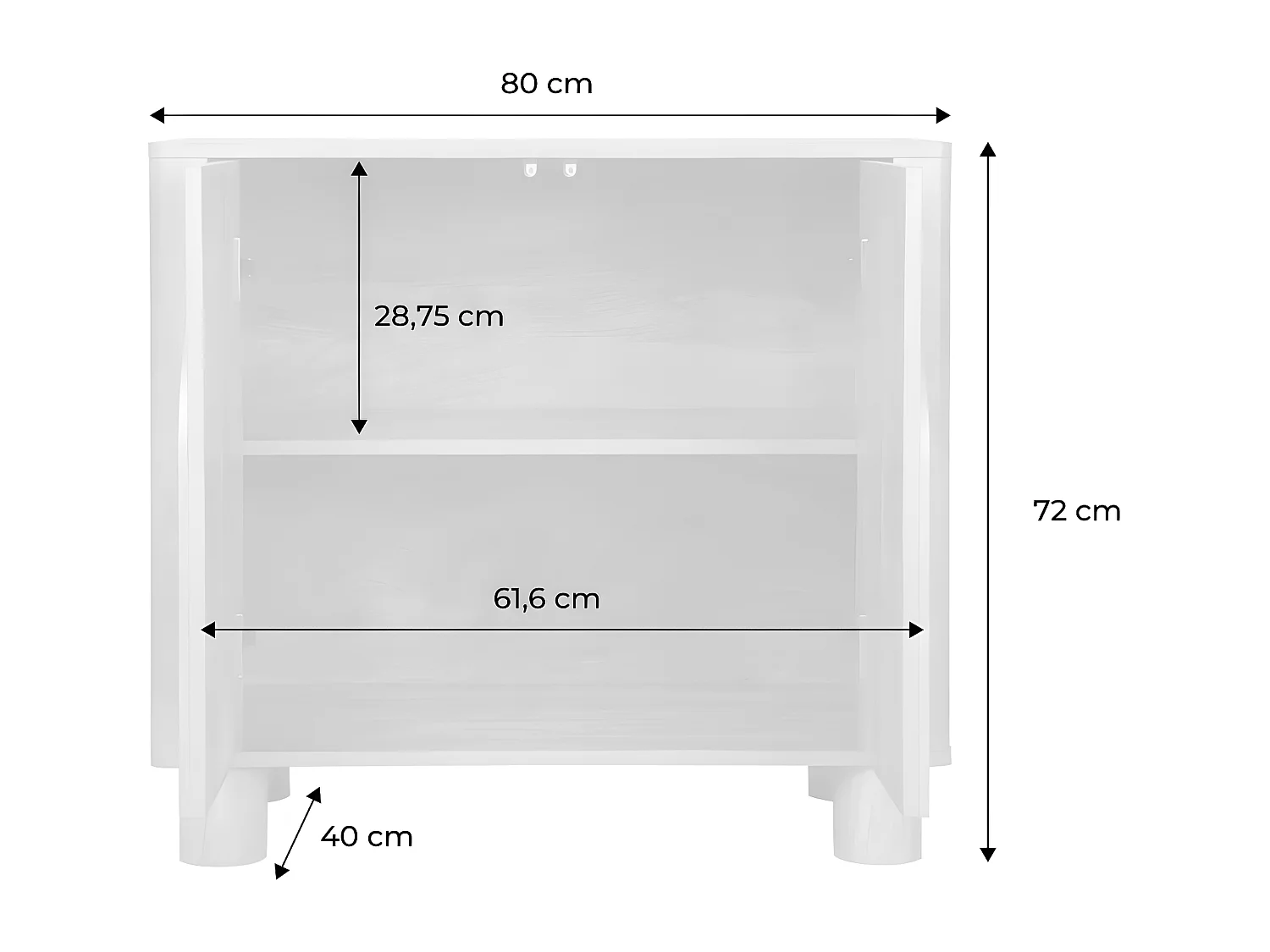 Aparador exótico 2 puertas, 80cm natural