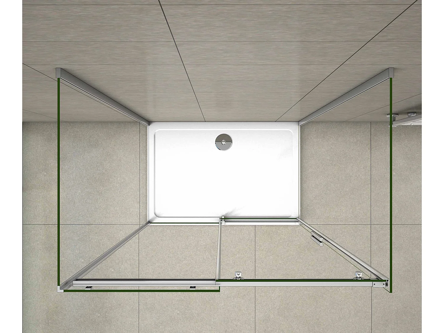 Mampara de ducha corredera+dos paneles laterales,vidrio antical 8mm 700x1000x700x1950mm