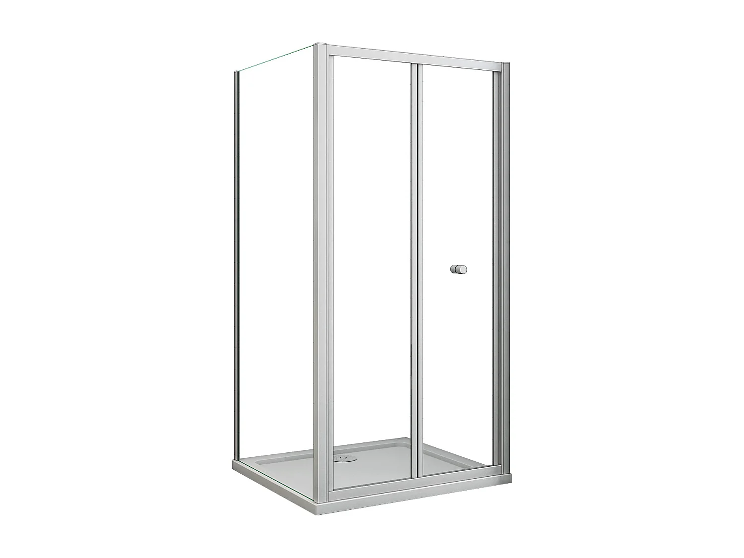 Porta de duche de fole e Painel lateral Perfil cinza fosco Vidro temperado 5mm (761-801)x(880-900)x1850mm-AICA