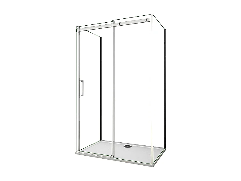 Mampara de ducha corredera+dos paneles laterales,vidrio antical 8mm 700x1200x700x1950mm