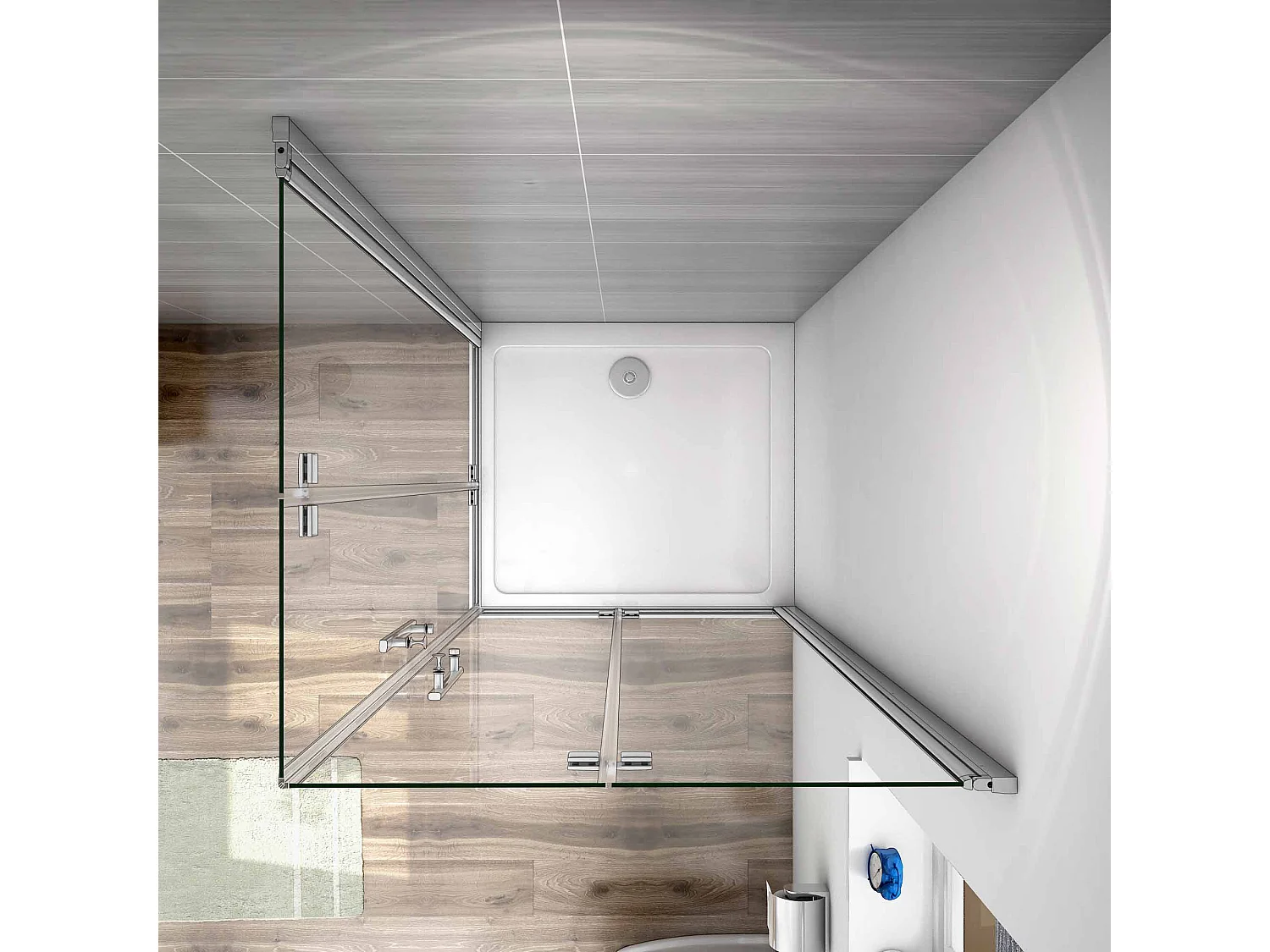 AICA Mampara de ducha rectangular angular plegable 6mm antical,(740-760)x(830-850)x1950mm