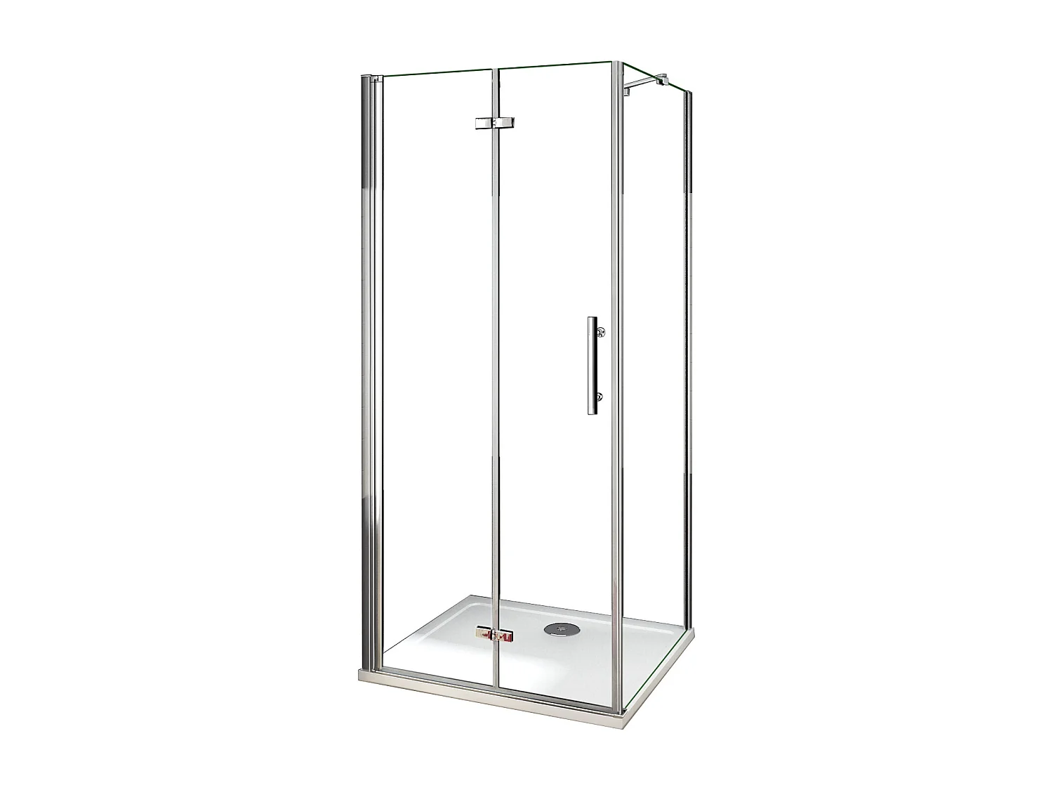 AICA Mampara de ducha plegable+panel lateral,barra 45cm,cromado,vidrio antical 6mm,110x70x185cm