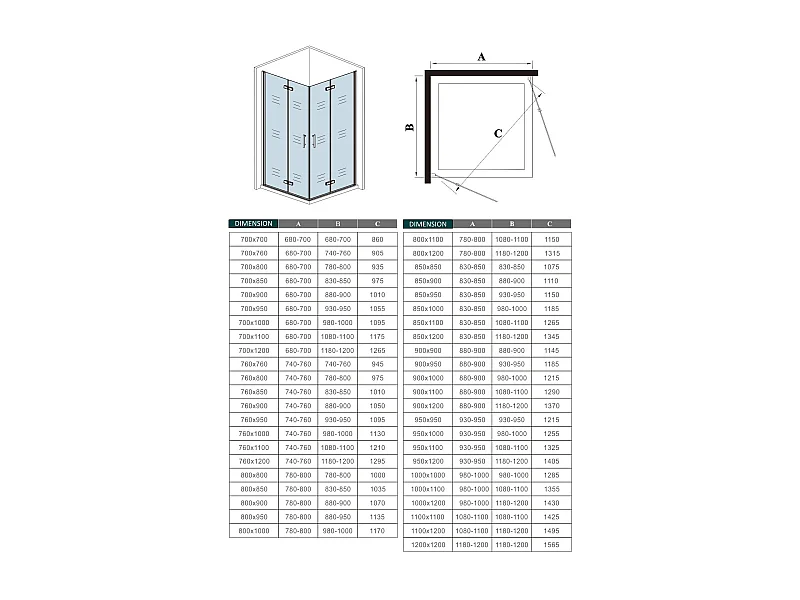 Mampara de ducha rectangular plegable 6mm antical,90x100x195cm+plato de ducha 100x90x3cm