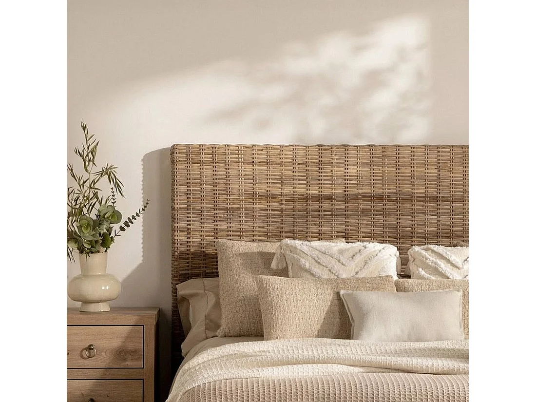 Tête de lit double en rotin naturel 175x113 cm-Leni