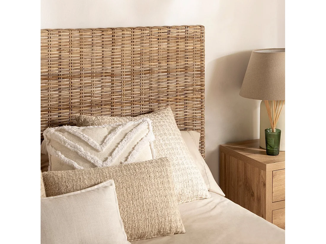 Tête de lit double en rotin naturel 175x113 cm-Leni