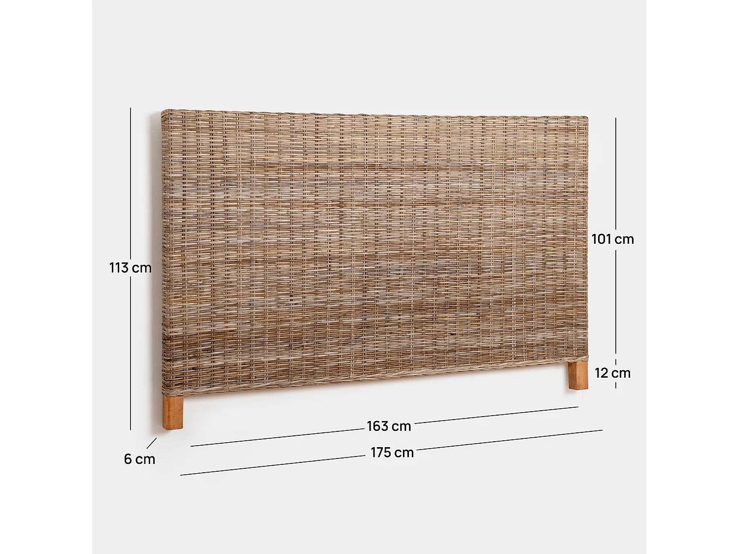 Tête de lit double en rotin naturel 175x113 cm-Leni