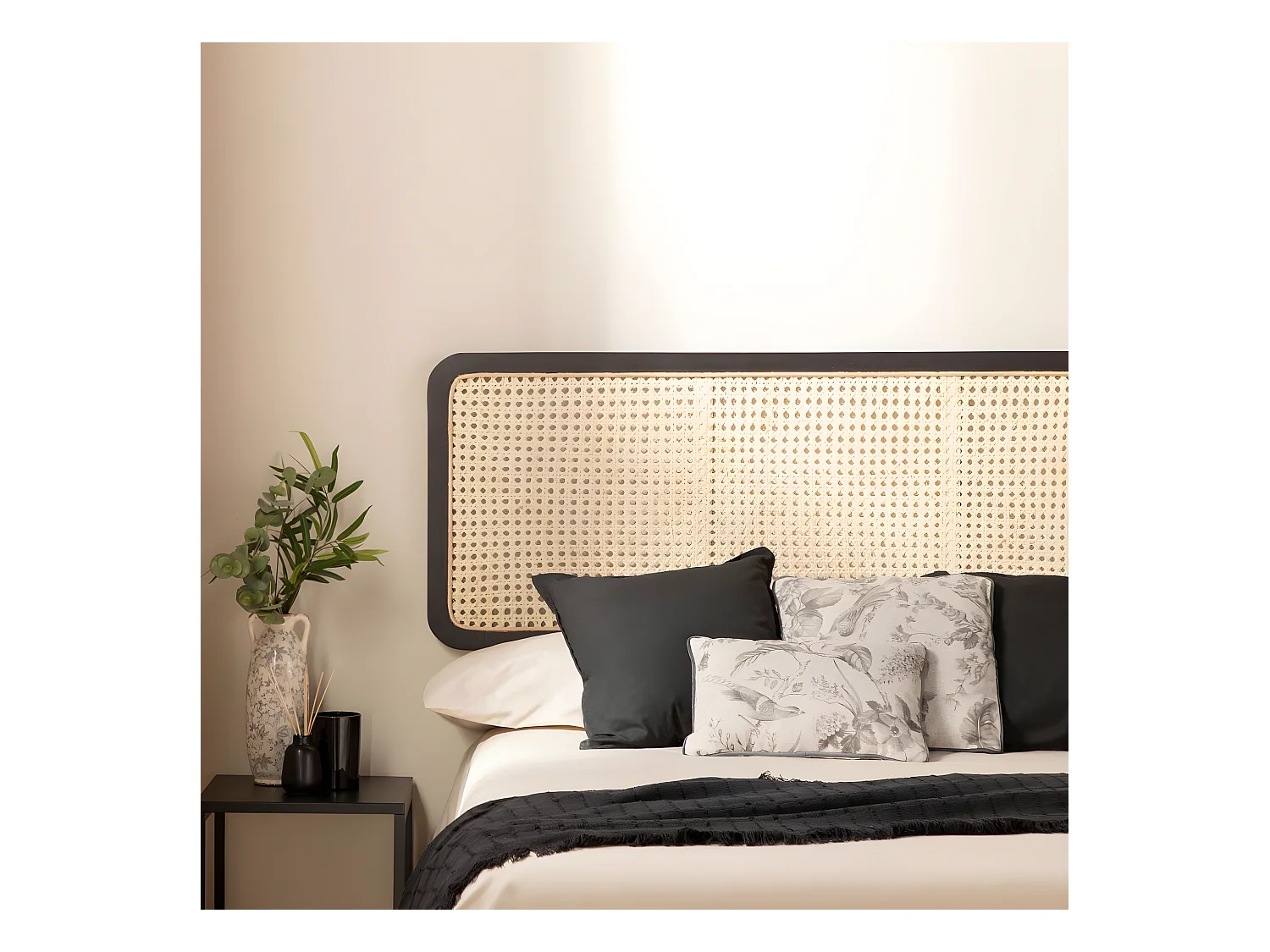 Cabecero doble de Fibra natural Negro-Natural 60 x 160- Saly