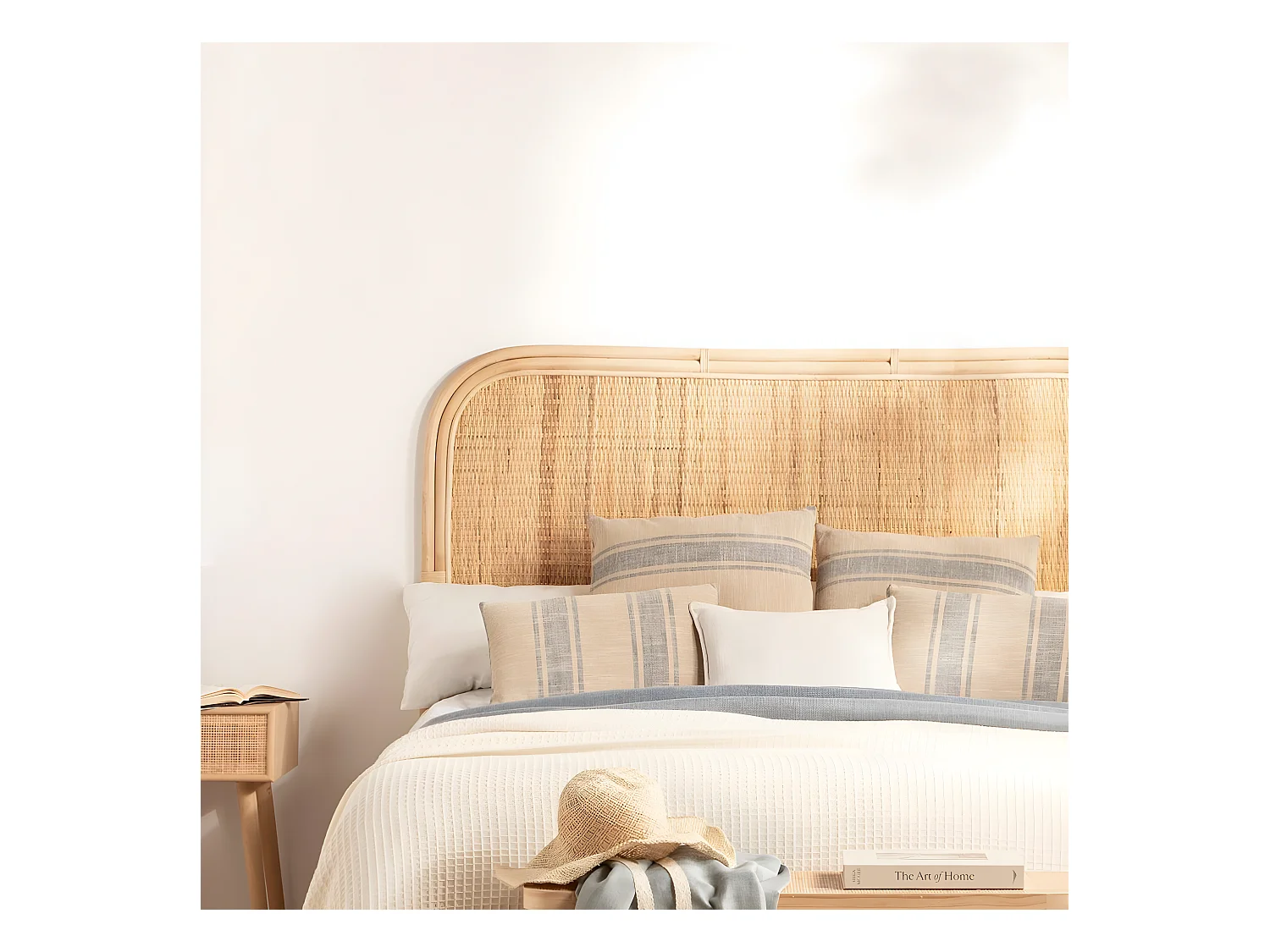 Tête de lit double en rotin naturel 160x125 cm-Tesa
