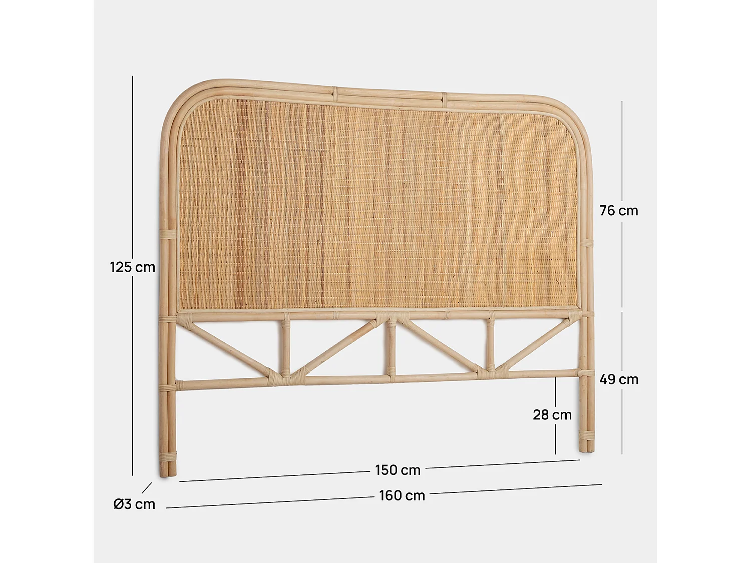 Tête de lit double en rotin naturel 160x125 cm-Tesa