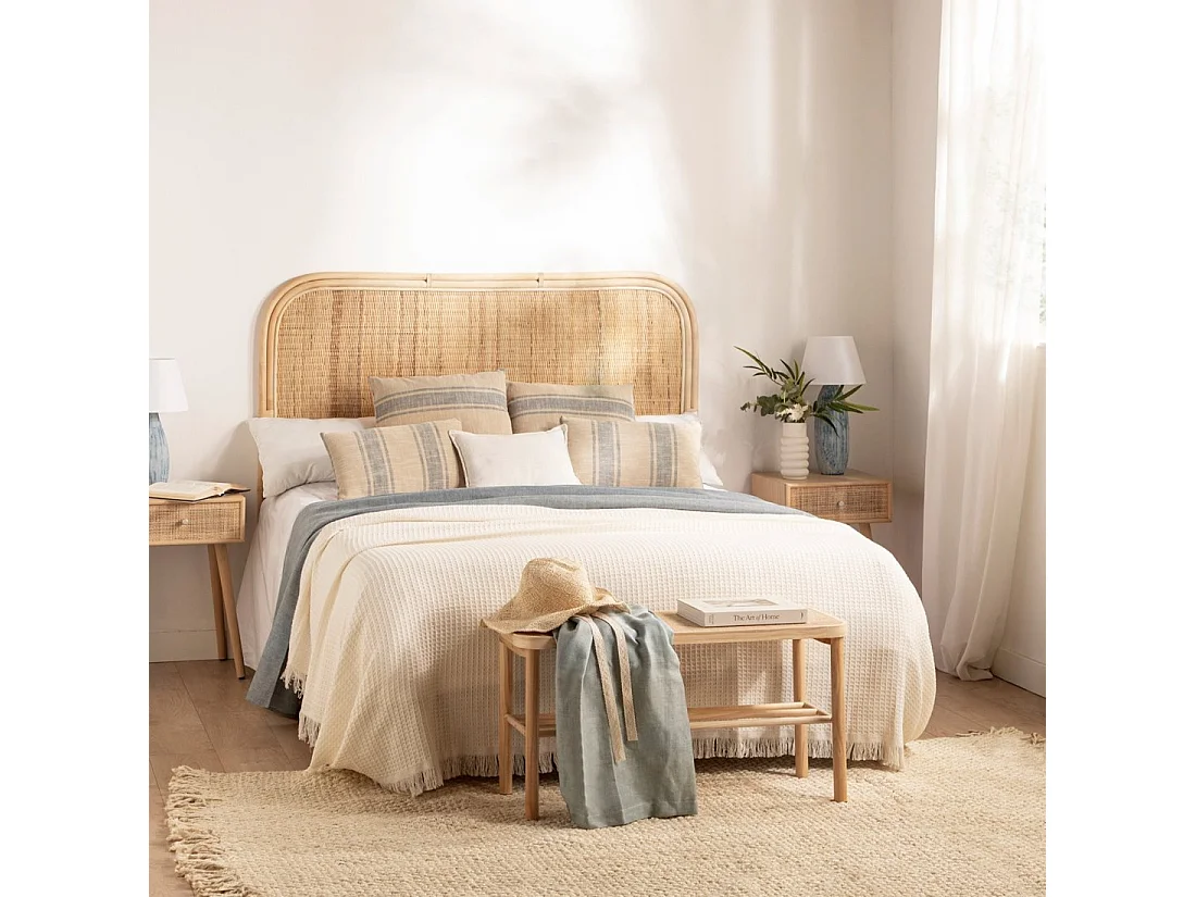 Tête de lit double en rotin naturel 160x125 cm-Tesa